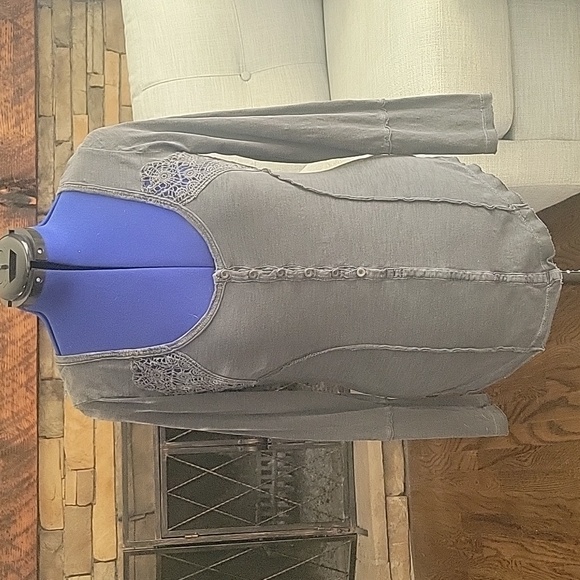 Free People Keepsake crochet inset henley top - Picture 6 of 13